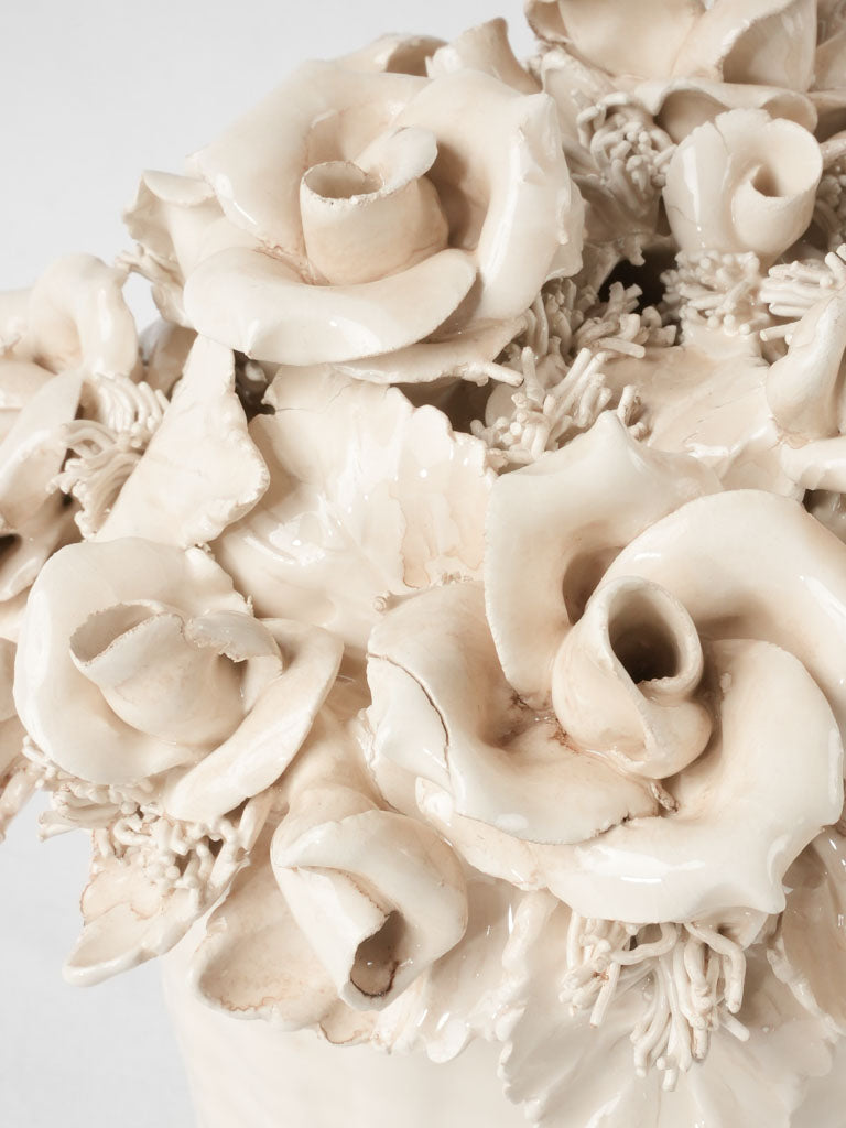 RESERVED GG Pair of Italian floral bouquet ornaments - cream 10¼"