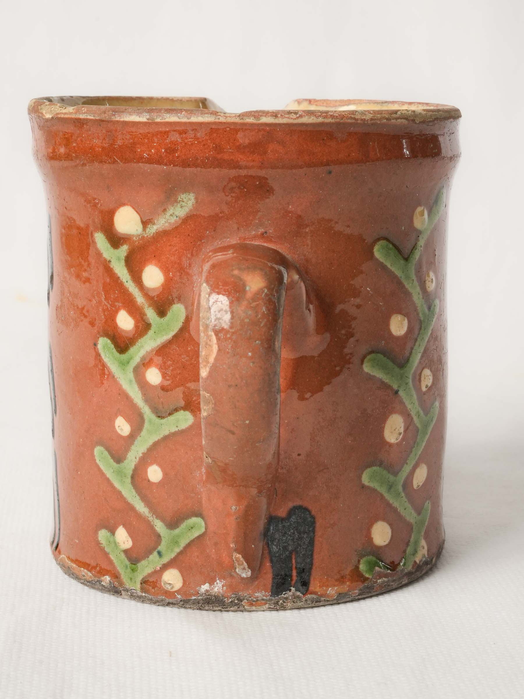 Antique Terracotta Pitcher from Savoy with ocher glaze 4¼"