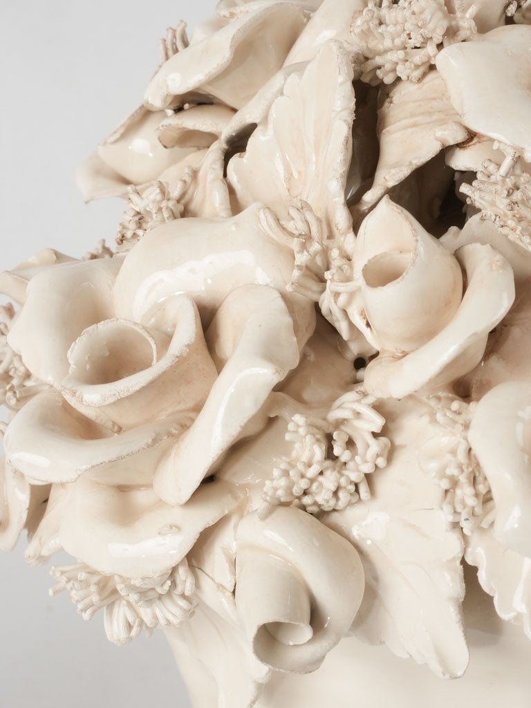 RESERVED GG Pair of Italian floral bouquet ornaments - cream 10¼"