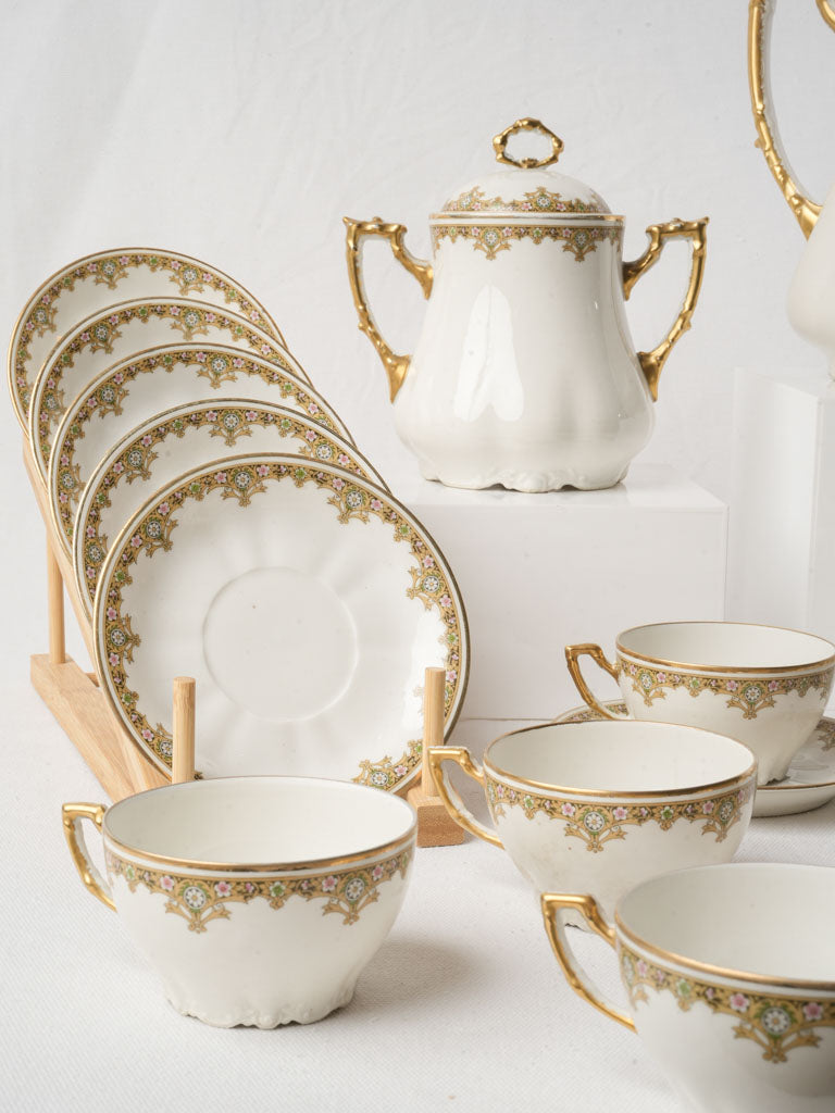 Limoges Rococo Revival Porcelain Coffee Service For 8 c. 1930s