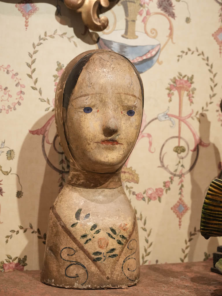 Vintage painted marotte with patina