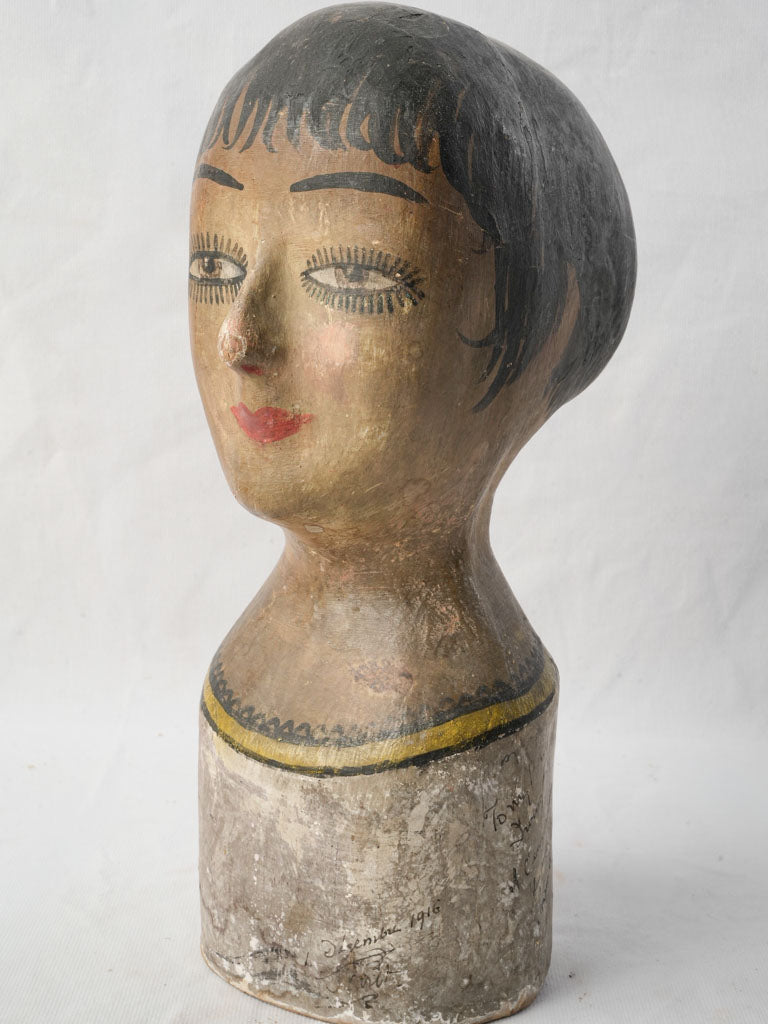 Rare antique papier-mâché mannequin head