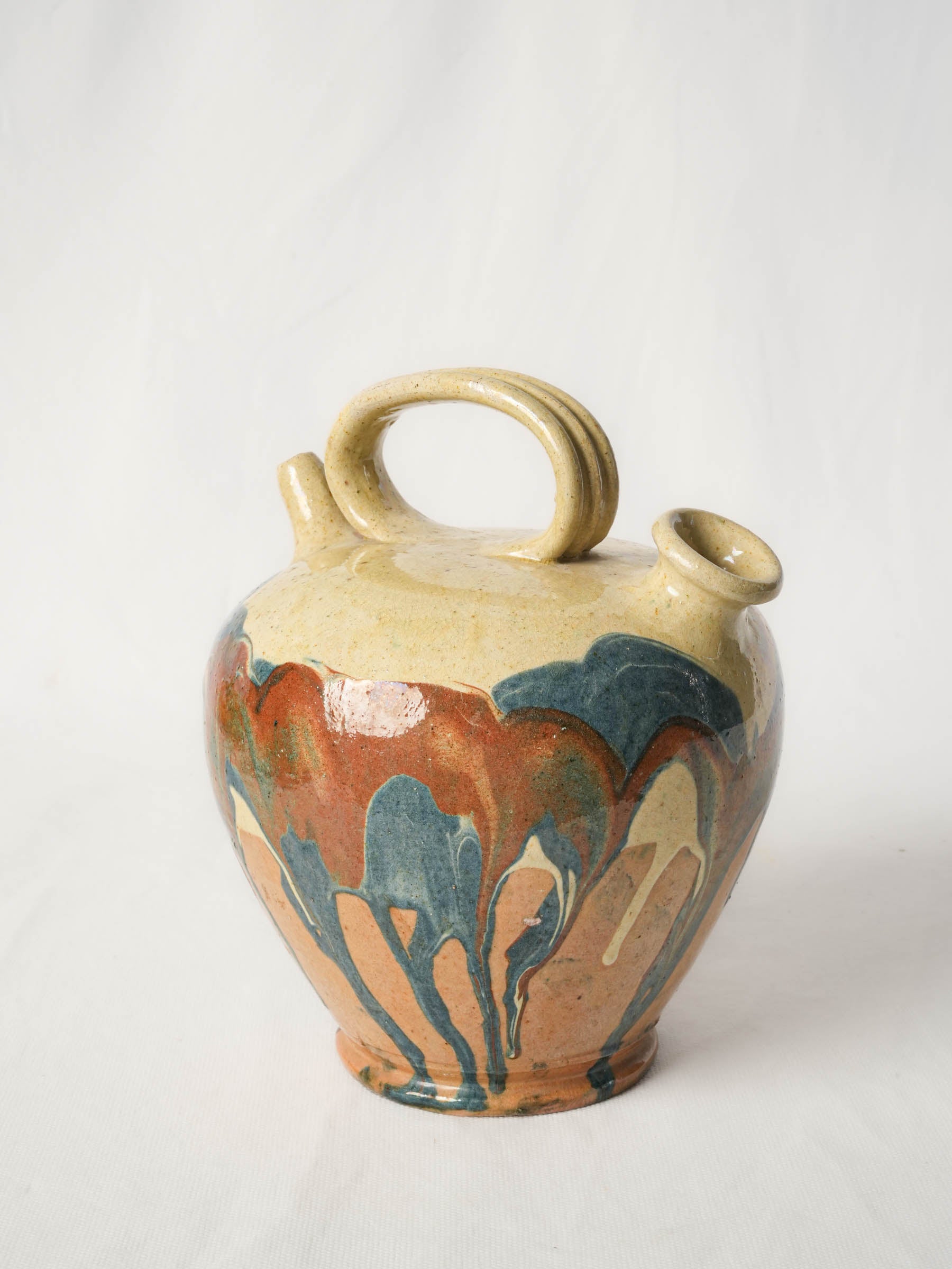 Late 19th century Languedoc double spouted Kanti pitcher in terracotta - 9½"