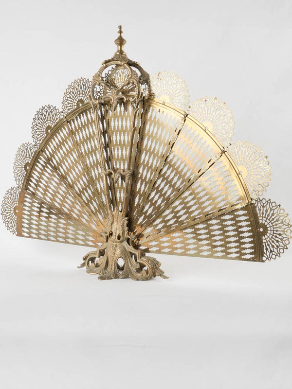 Antique brass lace-like fan firescreen