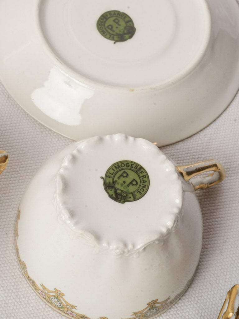 Limoges Rococo Revival Porcelain Coffee Service For 8 c. 1930s