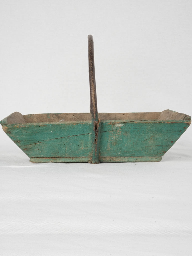 Exotic wood-handled vintage garden basket