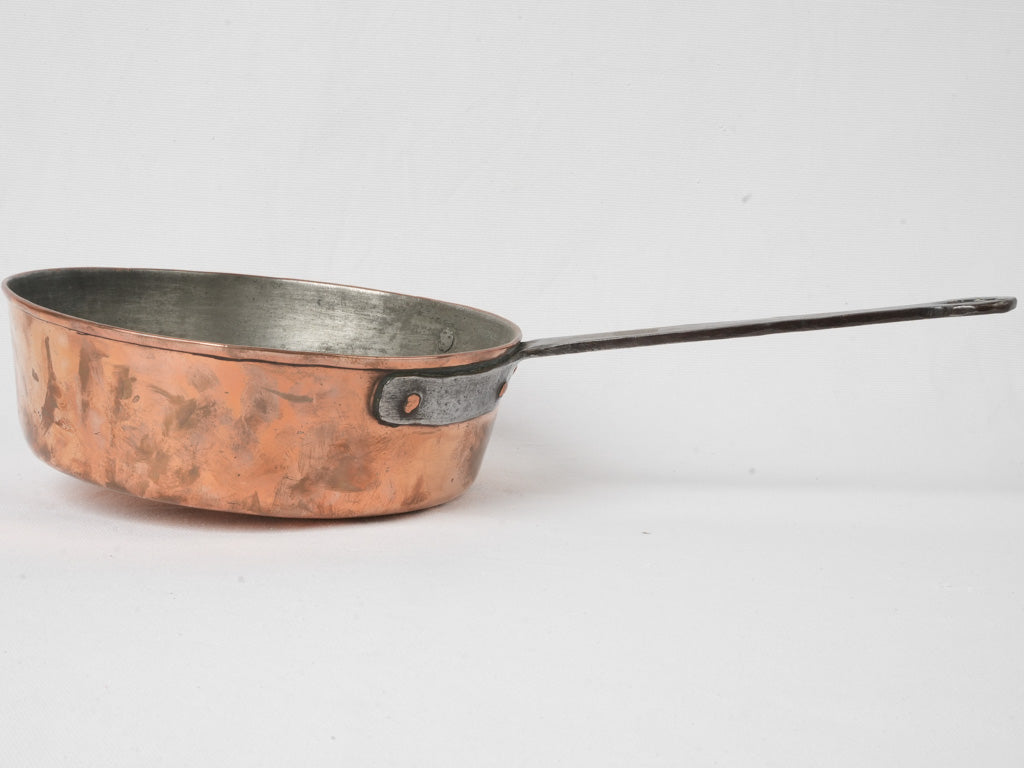 Durable iron-handled copper pan