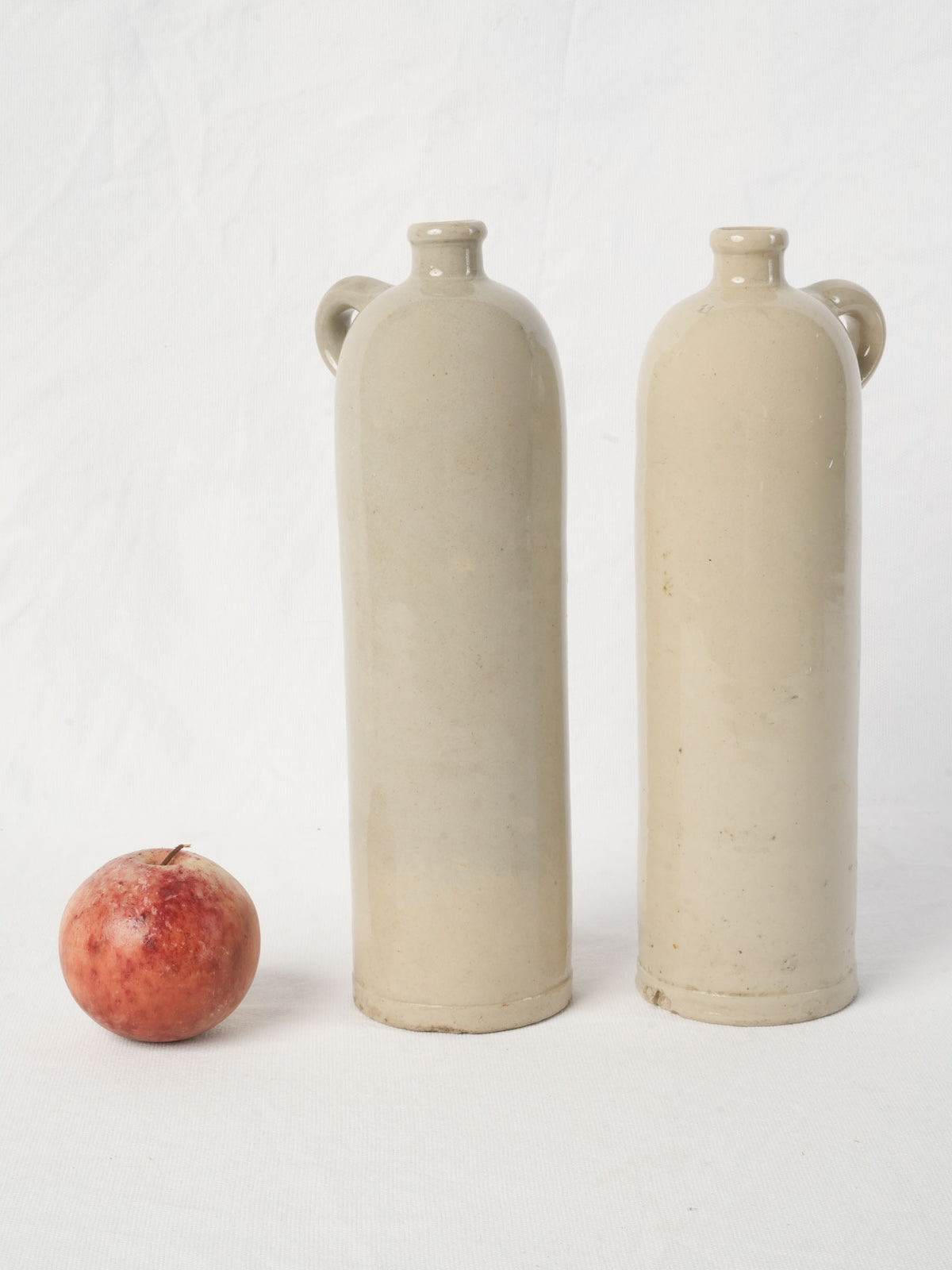 Pair of Vintage French Stoneware Bottles In Beige - 12¼"