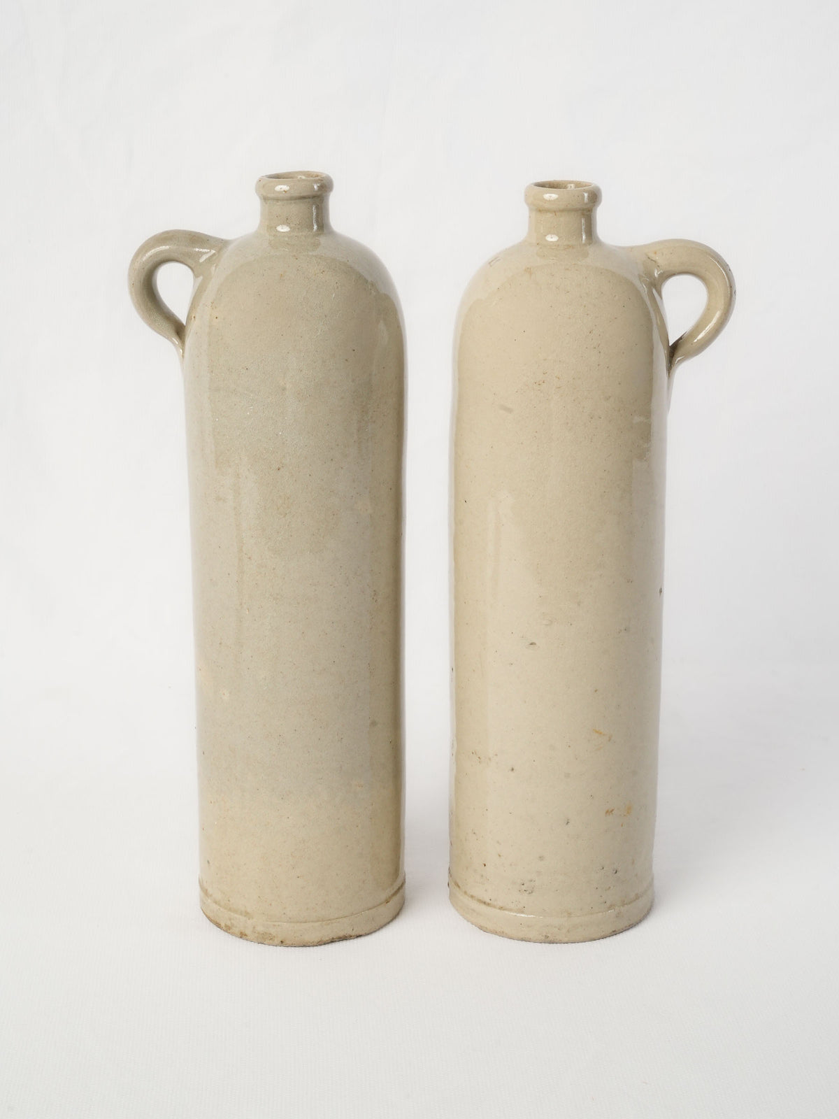 Pair of Vintage French Stoneware Bottles In Beige - 12¼"
