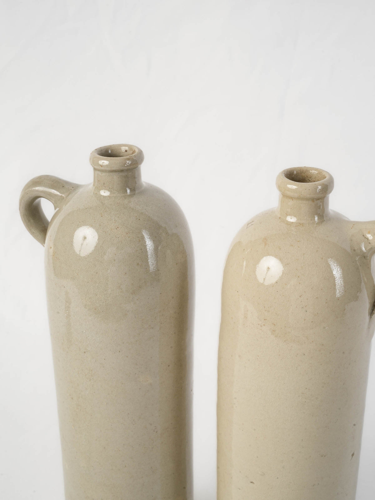 Pair of Vintage French Stoneware Bottles In Beige - 12¼"