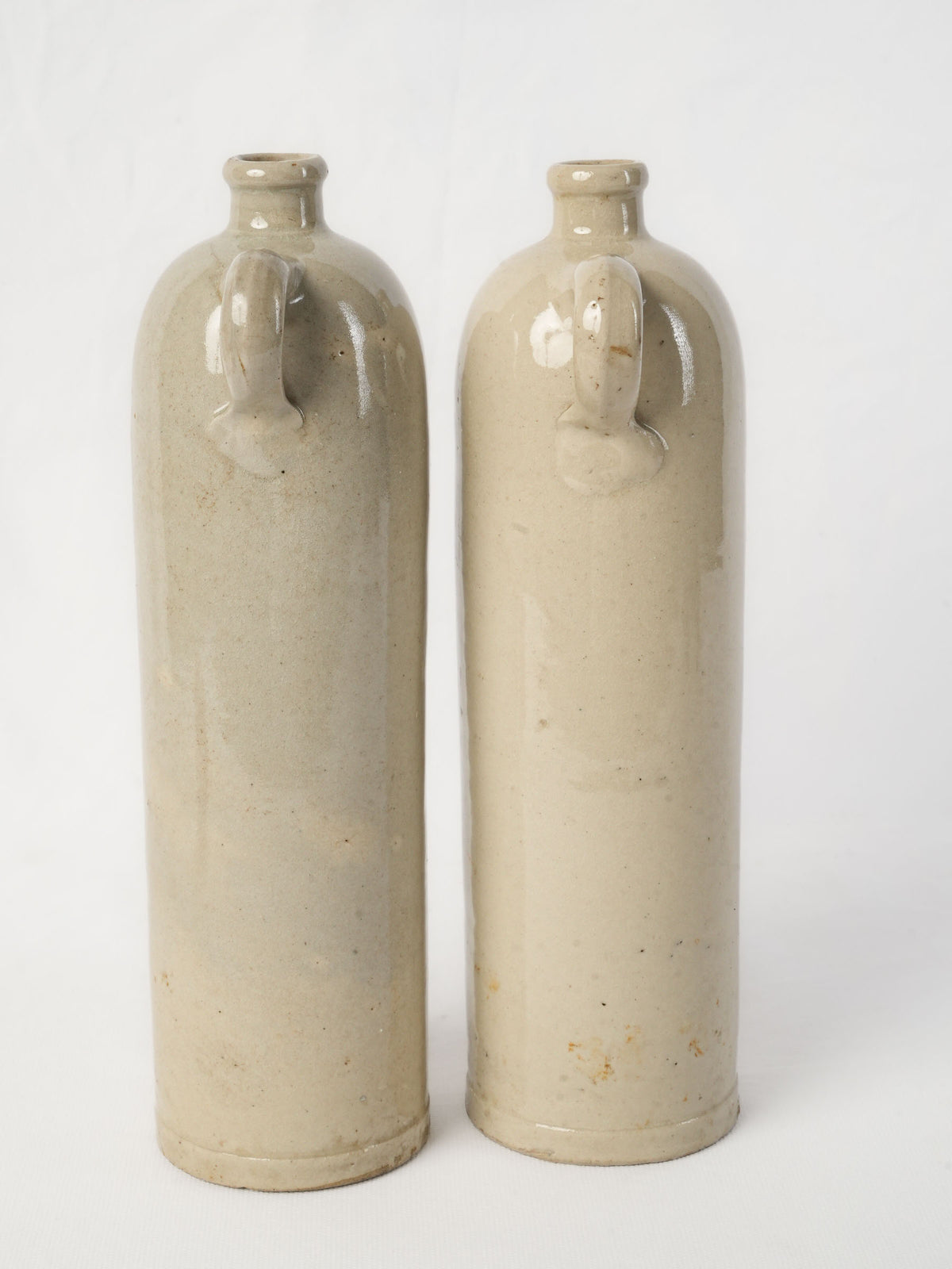 Pair of Vintage French Stoneware Bottles In Beige - 12¼"