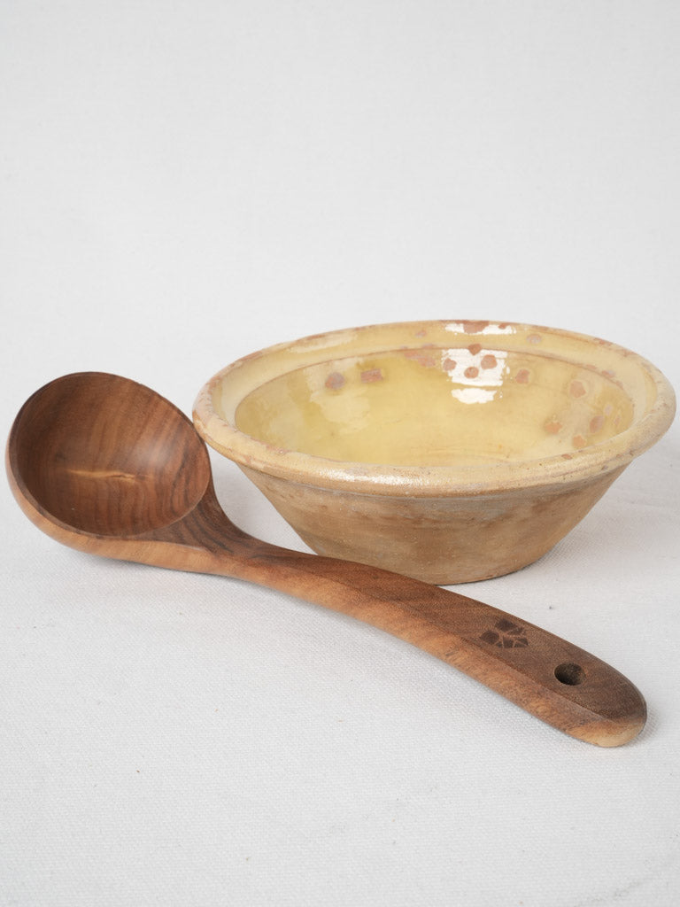 Old French glazed terracotta nut bowl