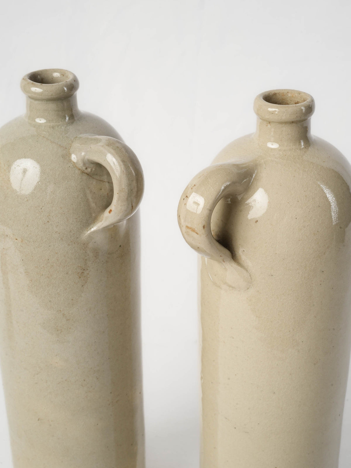 Pair of Vintage French Stoneware Bottles In Beige - 12¼"