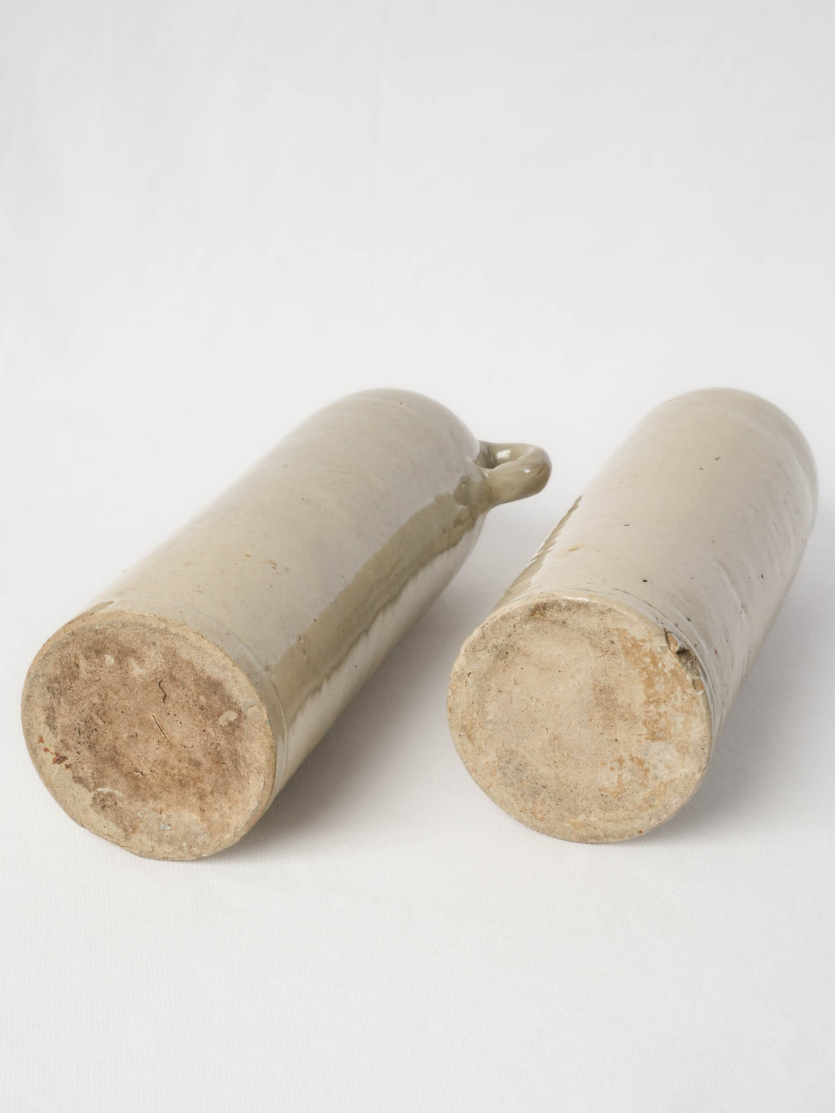 Pair of Vintage French Stoneware Bottles In Beige - 12¼"