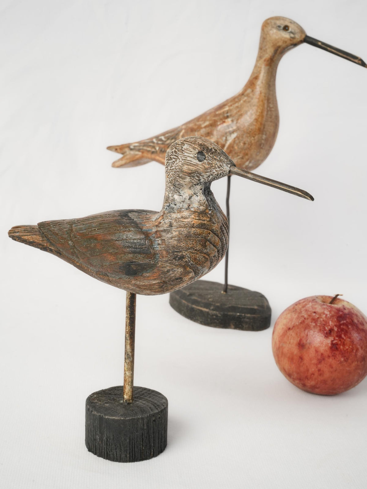 Set of Three Vintage Painted Wooden Shorebird Sculptures