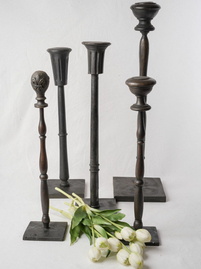 Set of 5 Decorative French Hat Stands Created from Salvaged Elements - 27½"