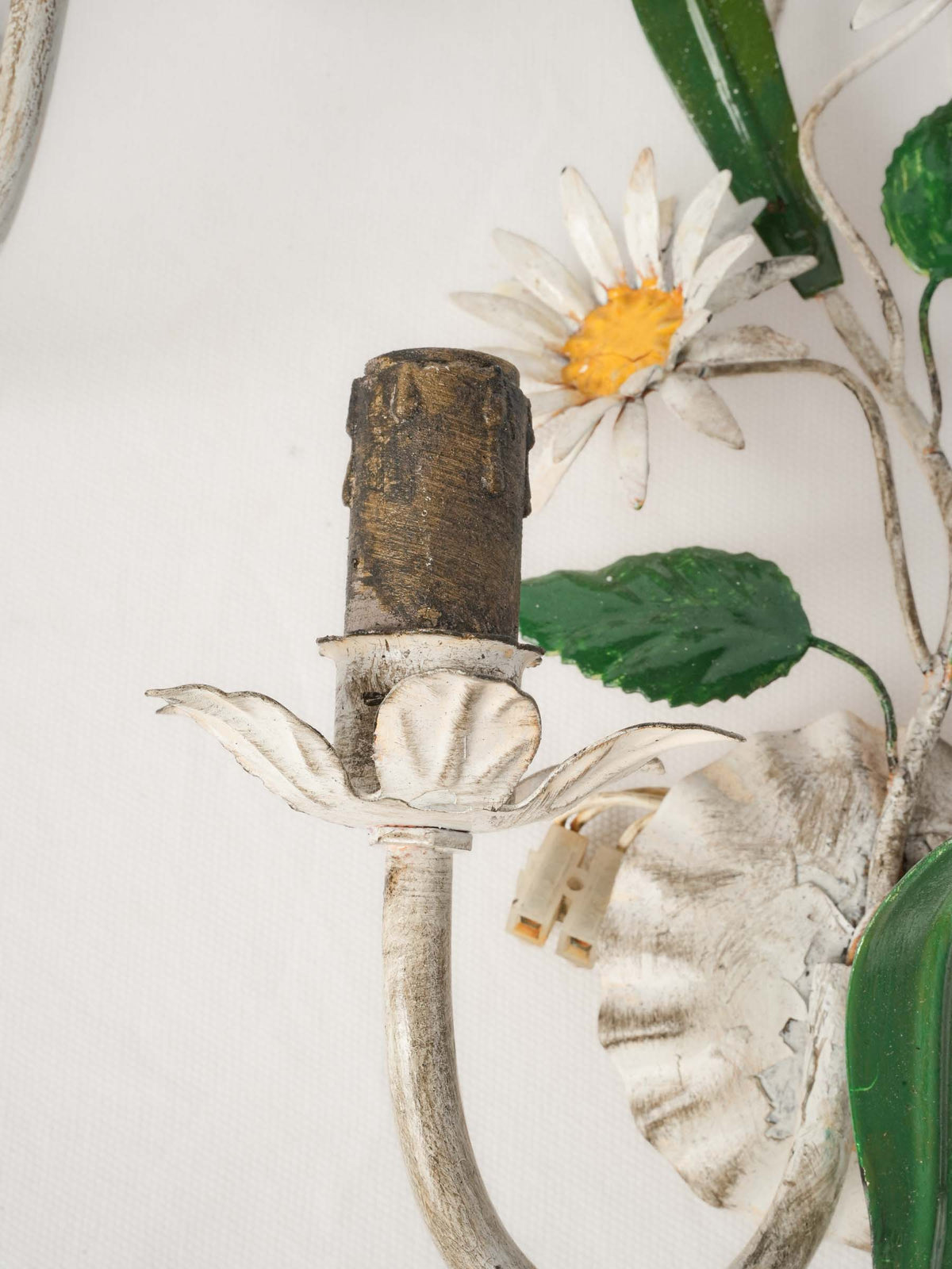 Pair of Cheerful Painted Metal Daisy Sconces, 1960s -14¼"