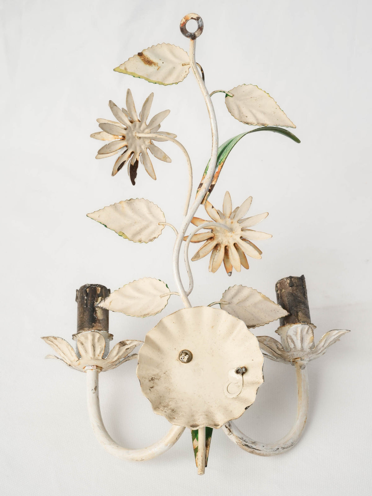 Pair of Cheerful Painted Metal Daisy Sconces, 1960s -14¼"