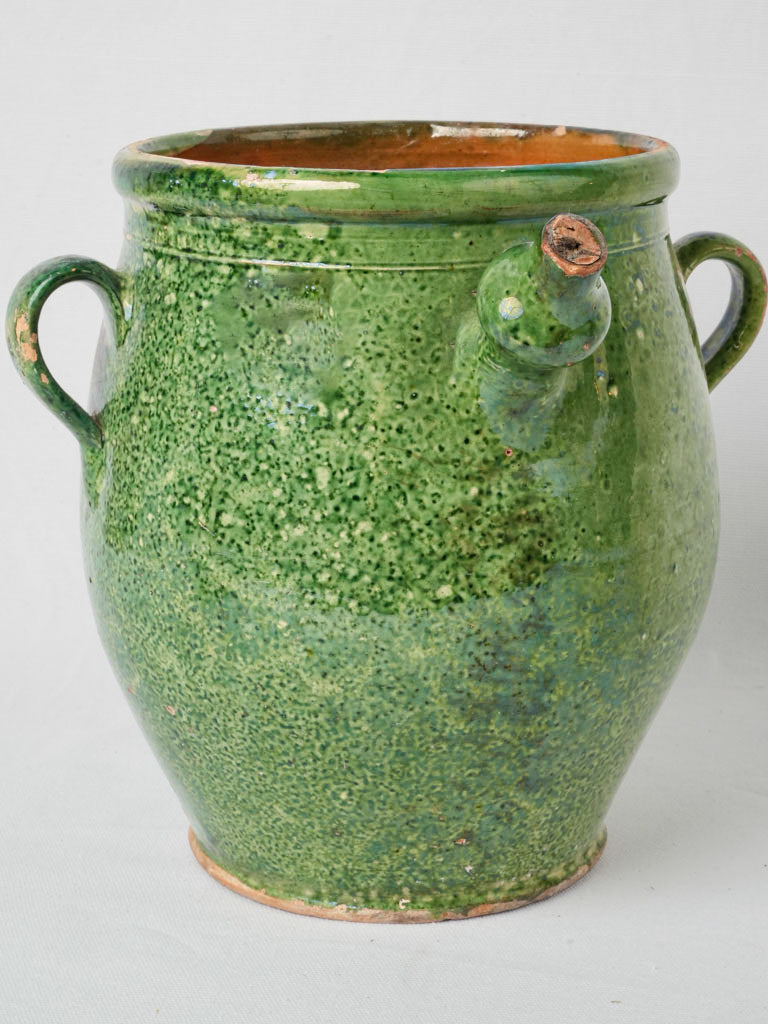 Late 19th-Century Water Or Oil Jug w/ Green Glaze