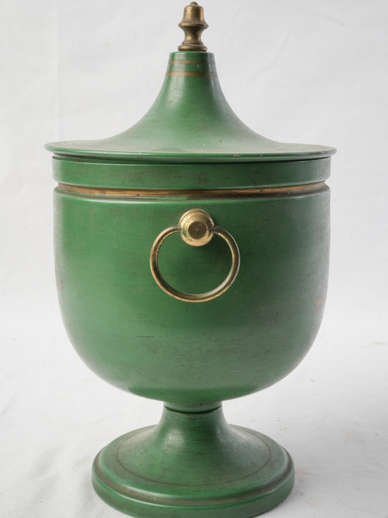 Elegant Late 18th Century Neoclassical Green-Painted Tinplate Urn - 12½"