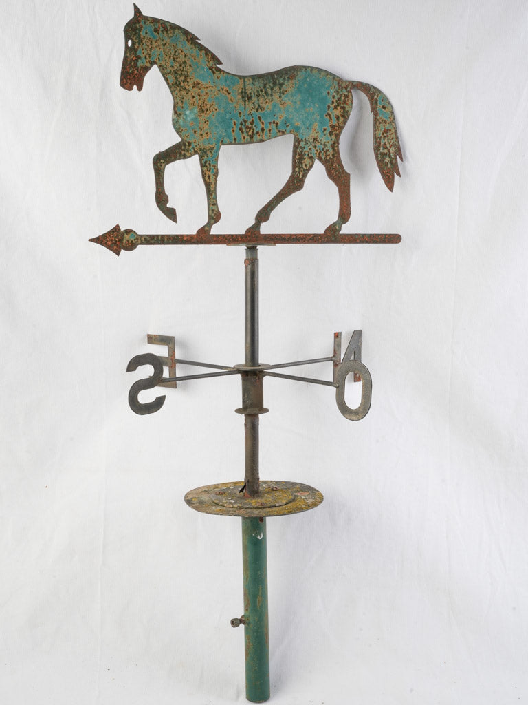 Early 20th Century French Wrought Iron Horse Weathervane From Burgundy- 39½"