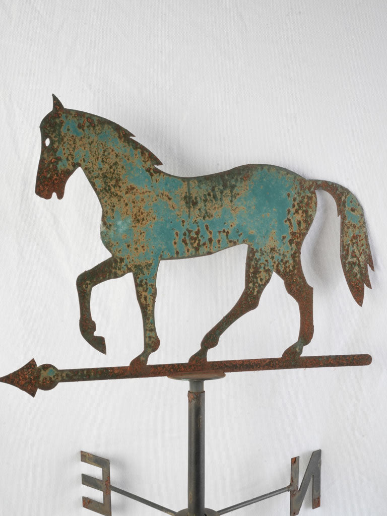 Early 20th Century French Wrought Iron Horse Weathervane From Burgundy- 39½"