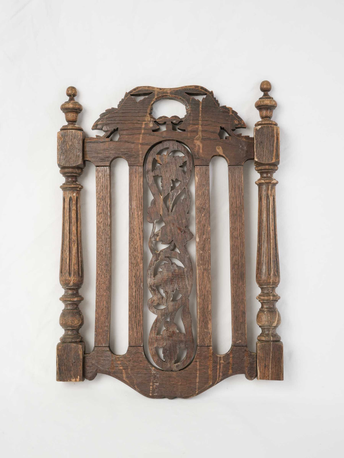 Set of Four Early 20th-Century Carved Wooden Chair Backs Repurposed as Wall Decor -20" x 15¼"
