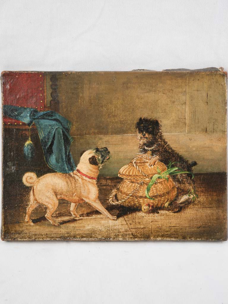 Timeworn French oil painting scene