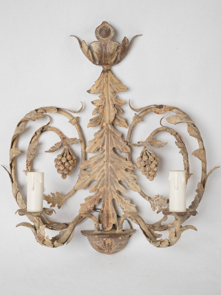Rustic metal grape themed sconces
