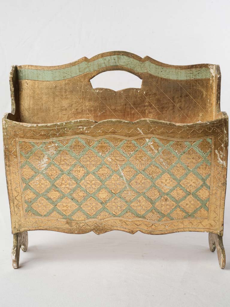 Mid-20th-Century Florentine Painted and Gilt Magazine Rack - 17¾"