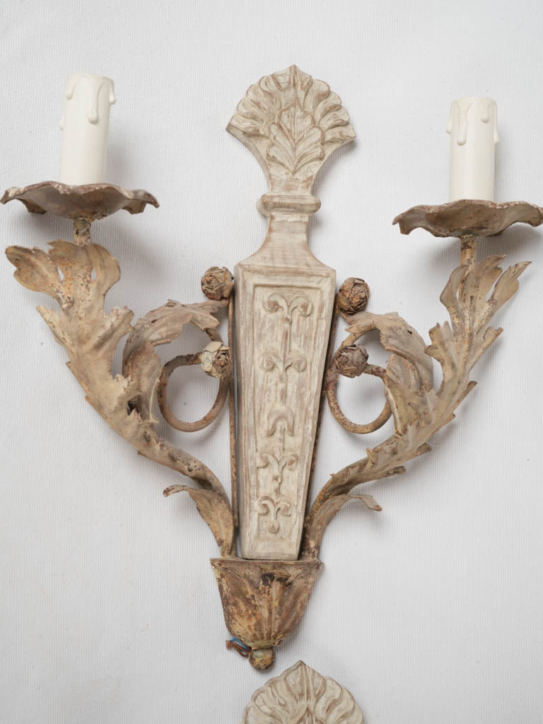 Carved Louis XVI style wall sconces
