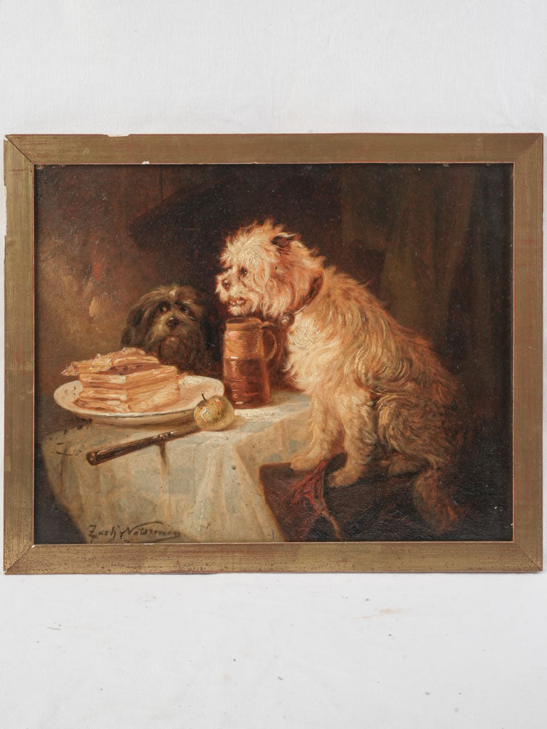 Antique colorful oil painting panel