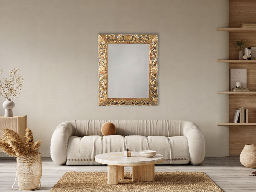Grand warm gilded finish mirror