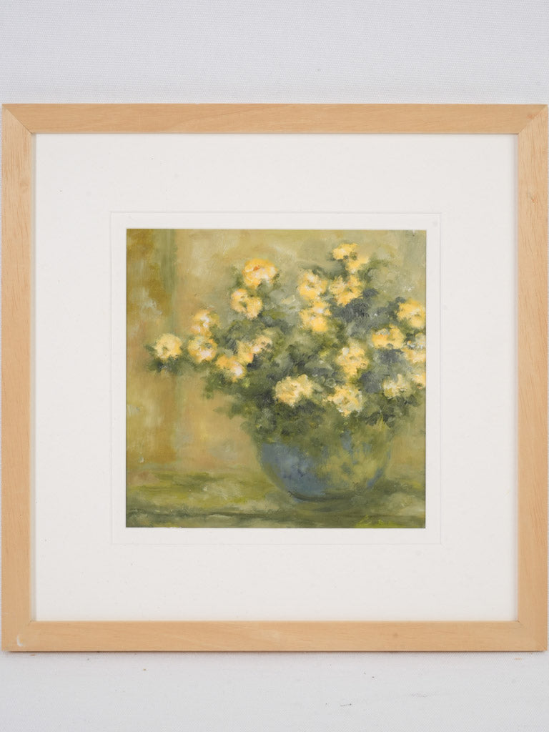 Contemporary floral painting by Karibou - “Un cadeau” 15" x 15"
