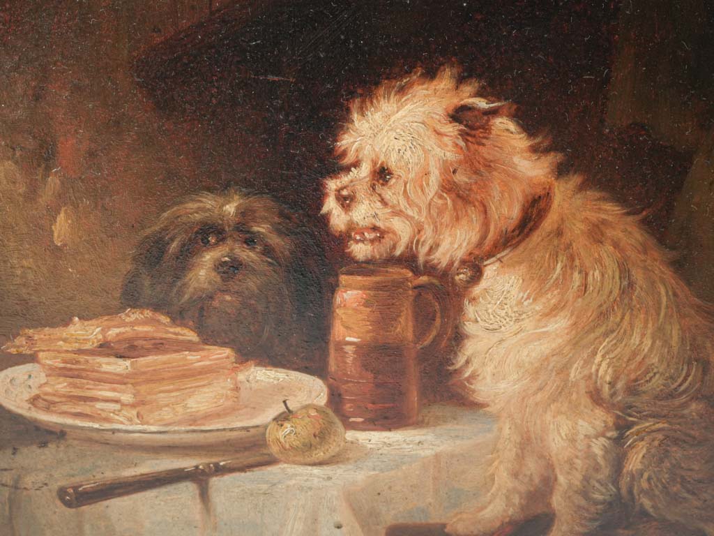 Gilt-framed humorous genre scene