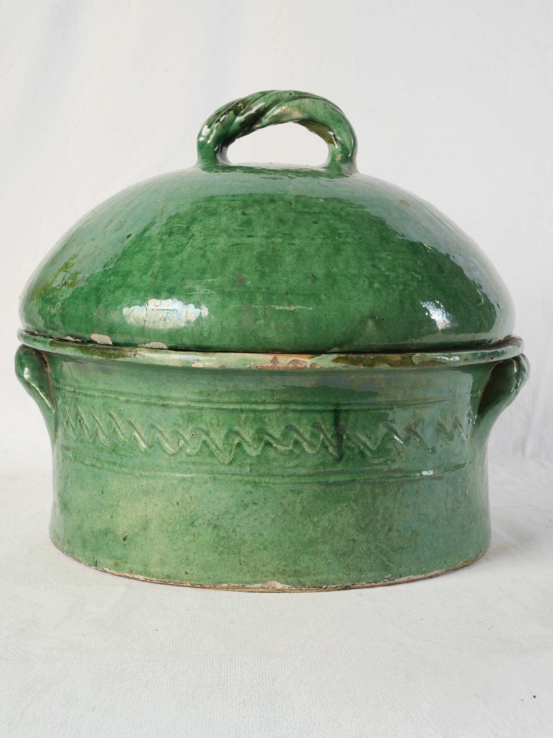 Green glazed cookware dish