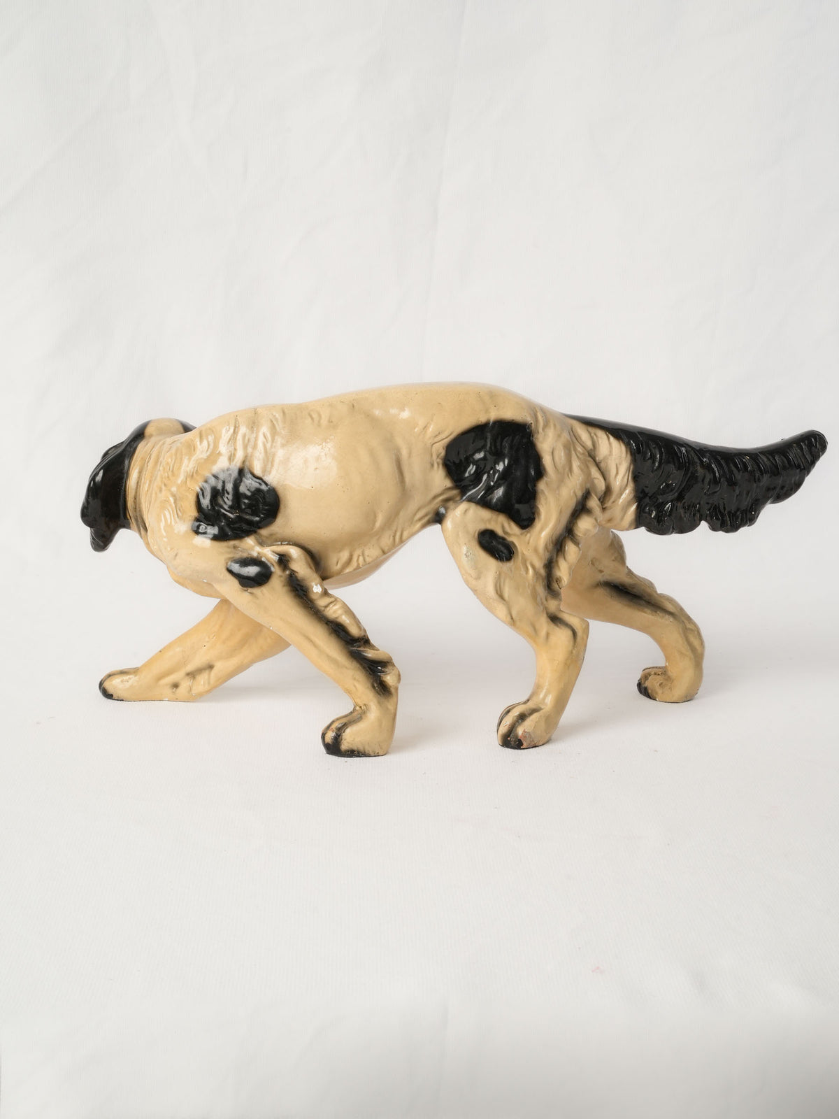 Mid-20th Century Painted Hunting Dog Sculpture -7" x 15¾"