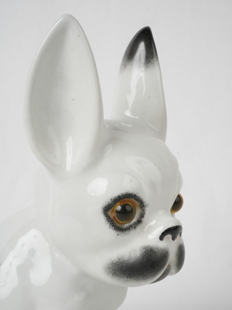 Lifelike glass eyes bulldog sculpture