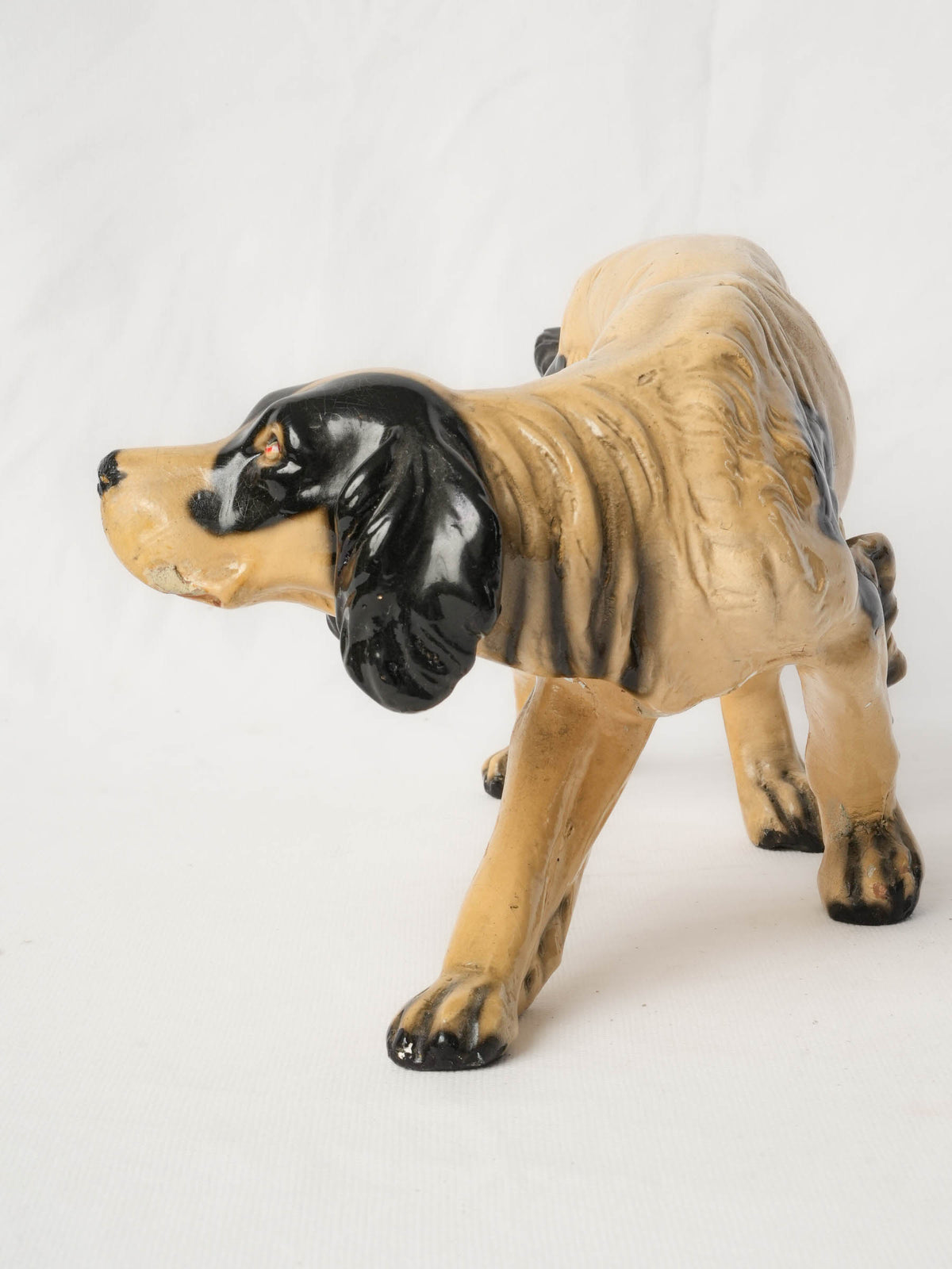 Mid-20th Century Painted Hunting Dog Sculpture -7" x 15¾"