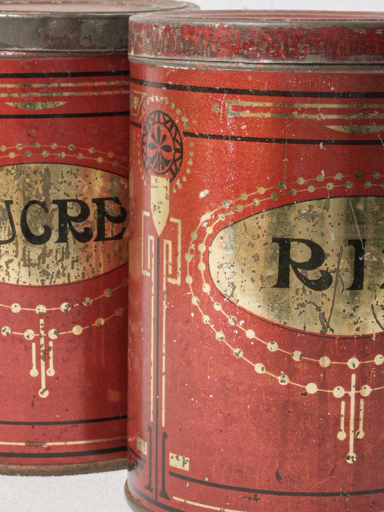 Pair of Early 20th-Century French Tin Kitchen Containers - 6¼"