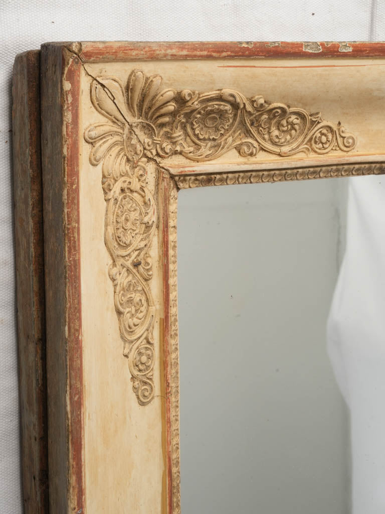 Large Early 19th-Century Charles X French Mirror W/ Gesso Floral Frame - 36½" x 41¼"