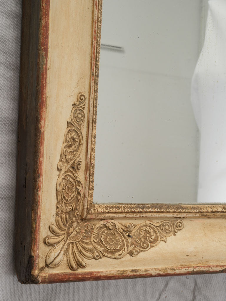 Large Early 19th-Century Charles X French Mirror W/ Gesso Floral Frame - 36½" x 41¼"