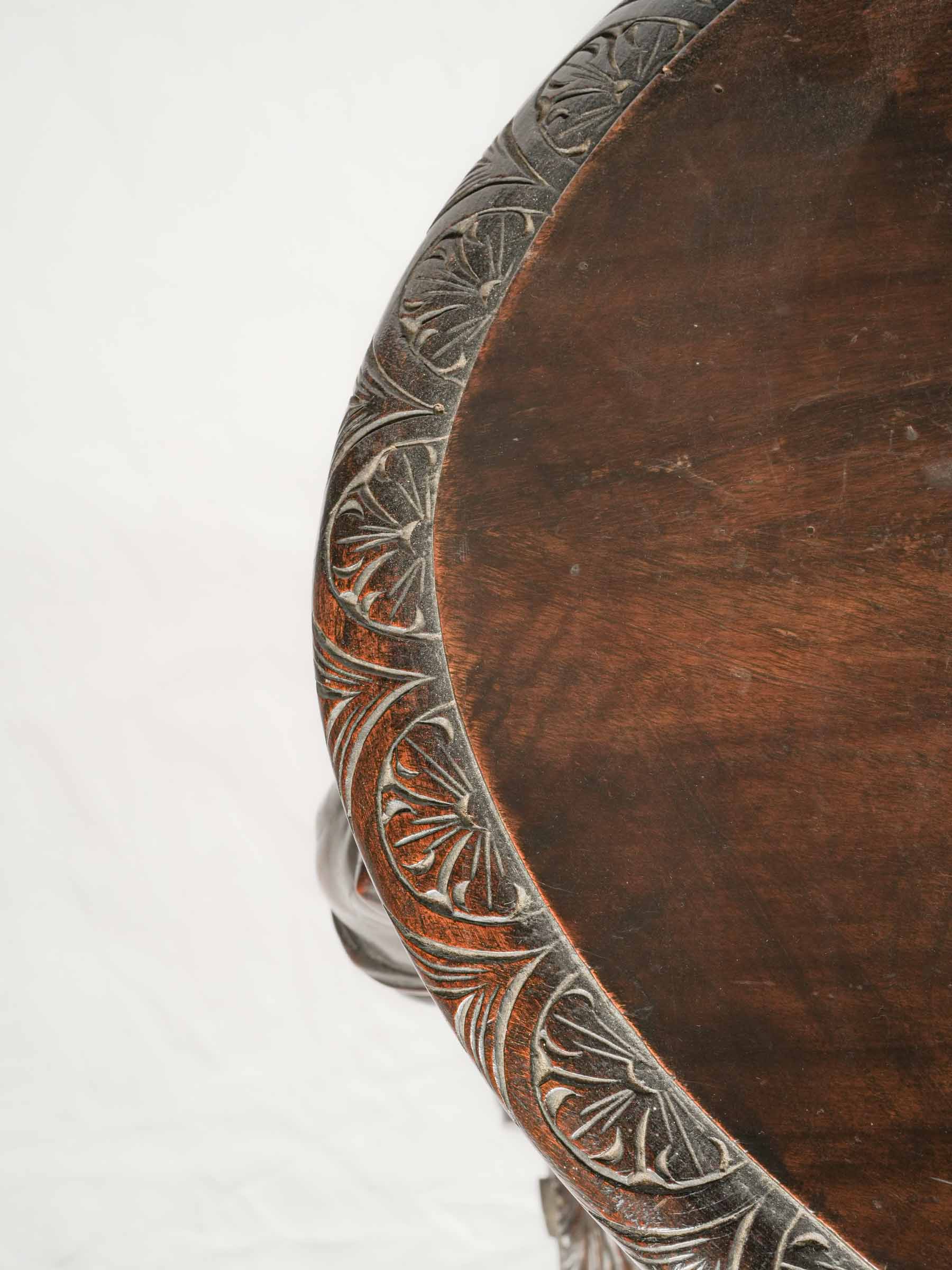 Napoléon III French beech oval side table w/ winged caryatids