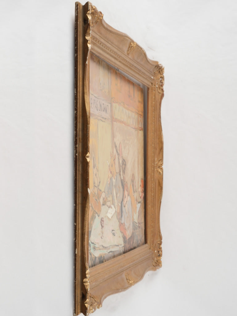 Lively painted French bistro animal scene