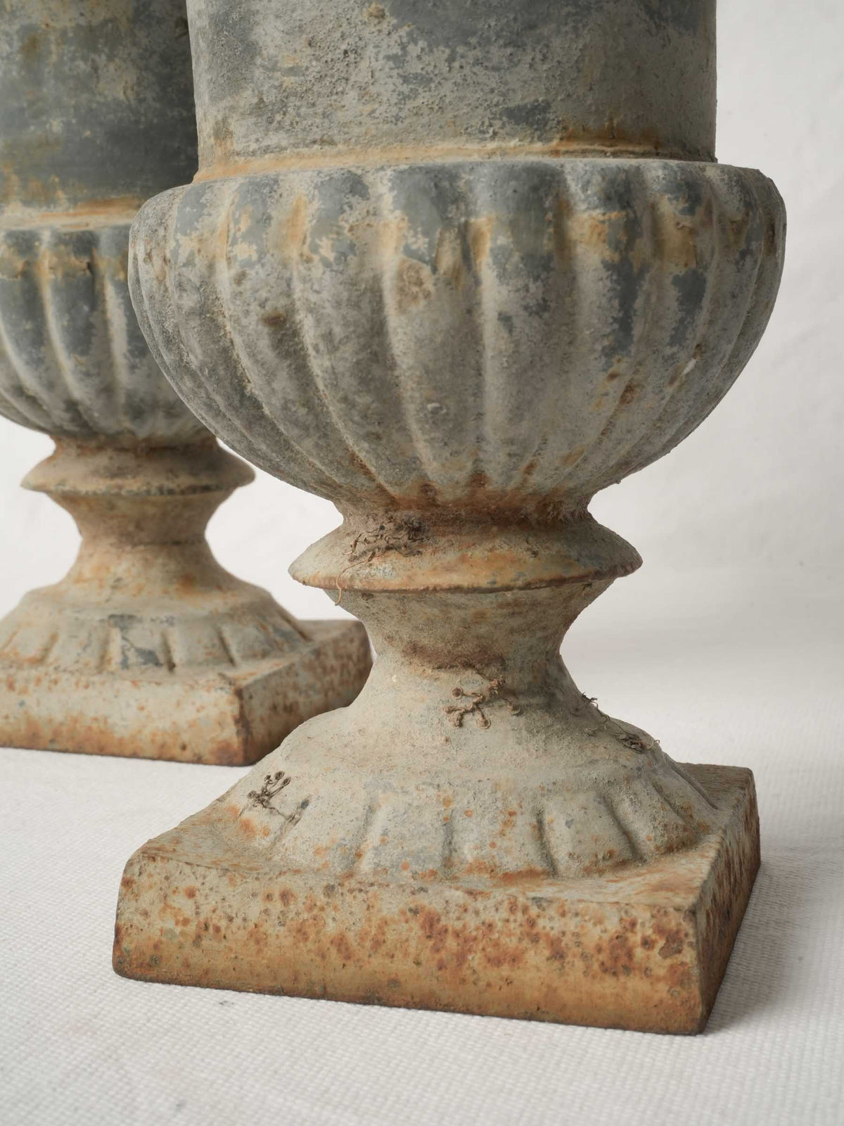 Pair of Petite Vintage Cast-Iron Medici Urn Planters - 9"