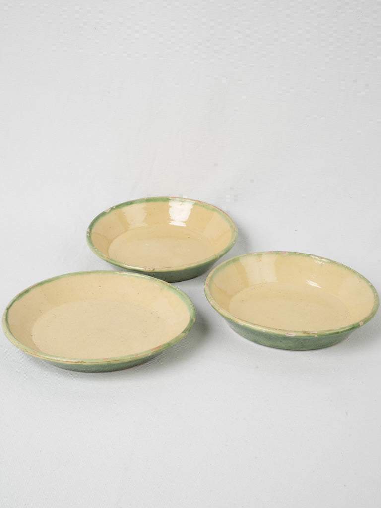 Traditional green and cream bowls