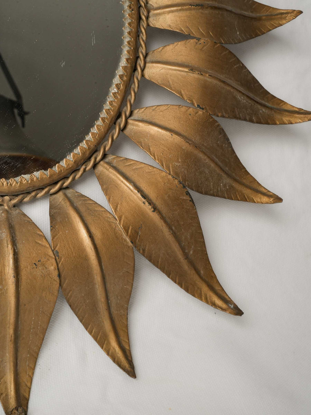 1970s French Gilt-Metal Sunburst Mirror - 20½" x 18"