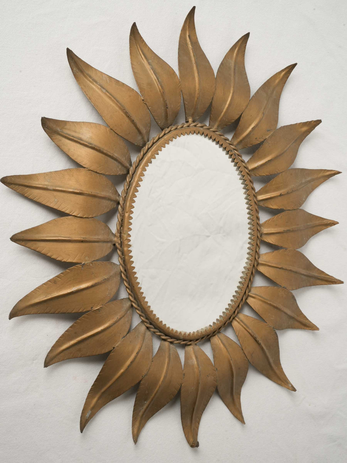 1970s French Gilt-Metal Sunburst Mirror - 20½" x 18"
