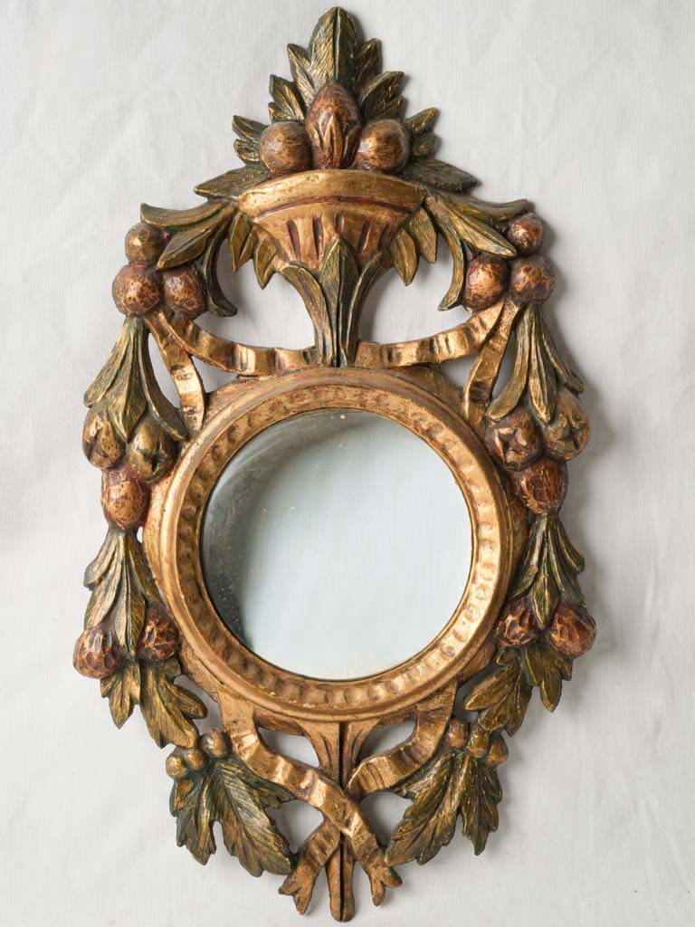 Vintage polychrome carved wall mirror