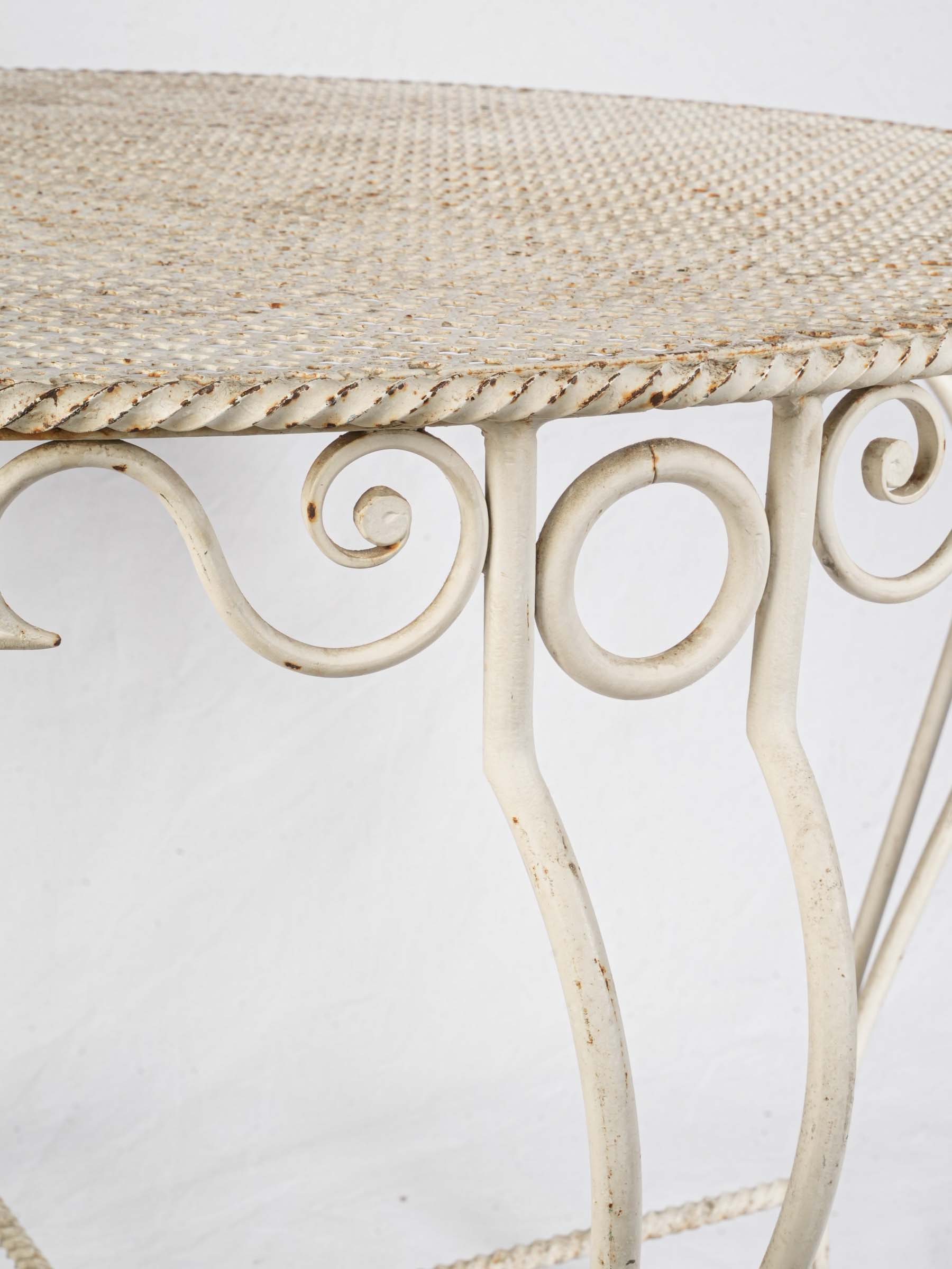 French wrought iron round garden table late 20th century - 45"